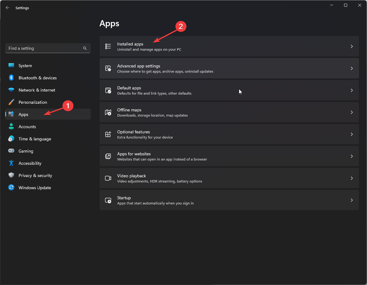 Apps, installed apps