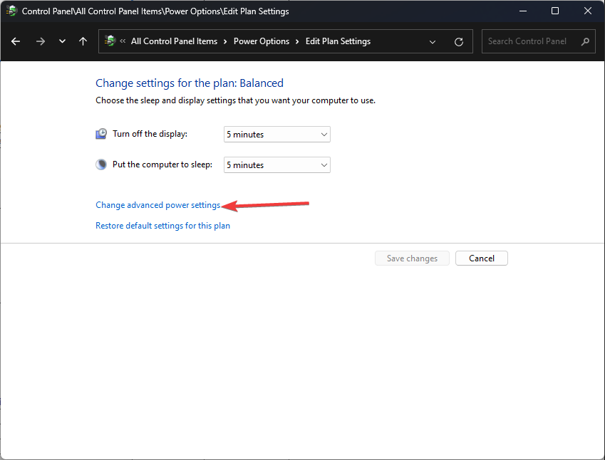 Change power settings