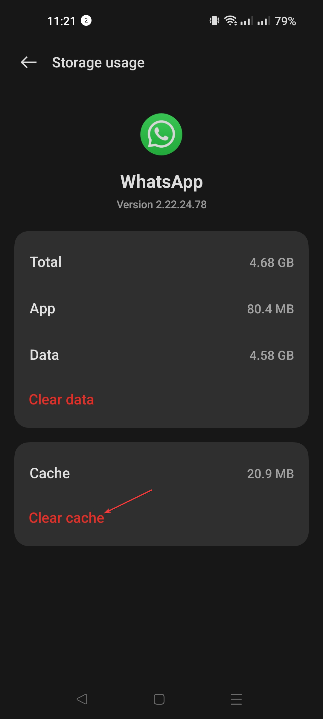 Cancella cache