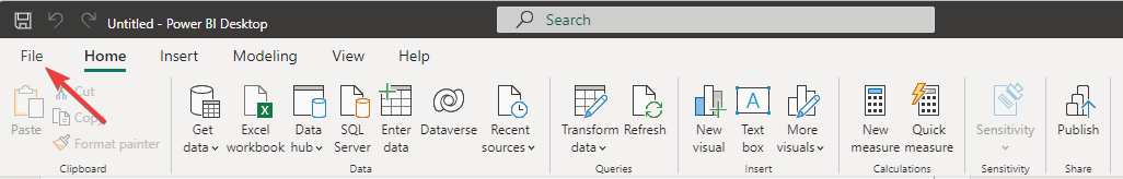 File menu -power bi data source credentials greyed out