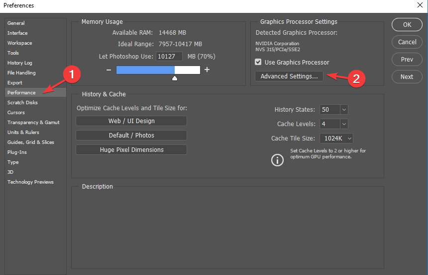 Graphics Processor Settings- photoshop not using GPU