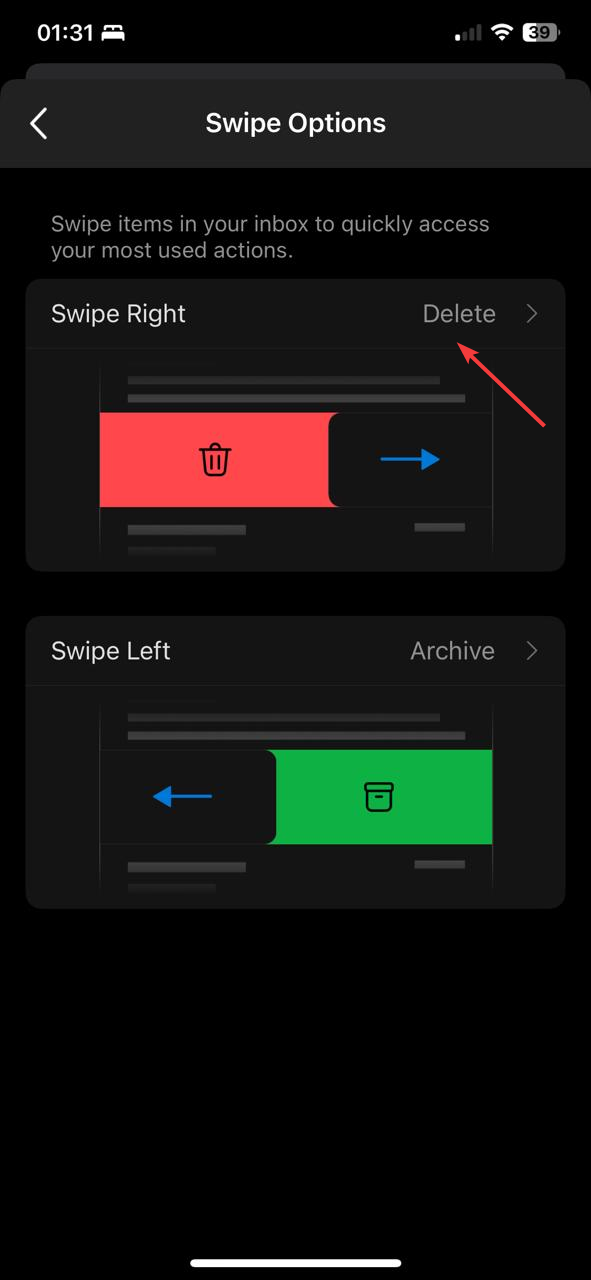 Swipe Options