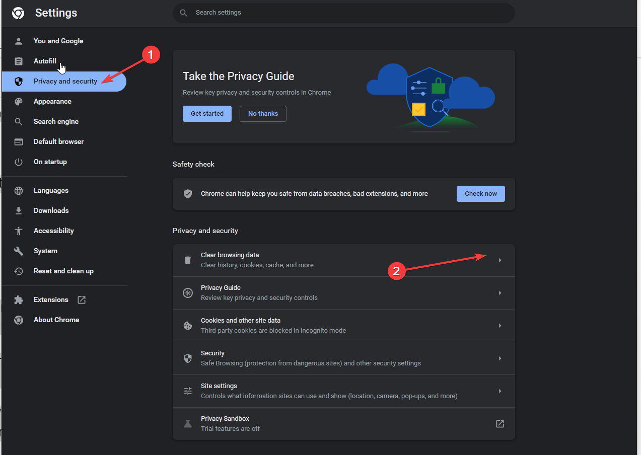 Impostazioni sulla privacy Chrome