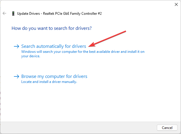 Search automatically for drivers