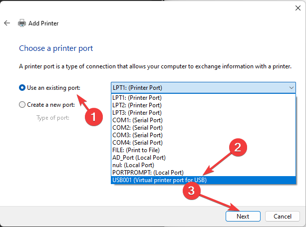Utiliser un port existant