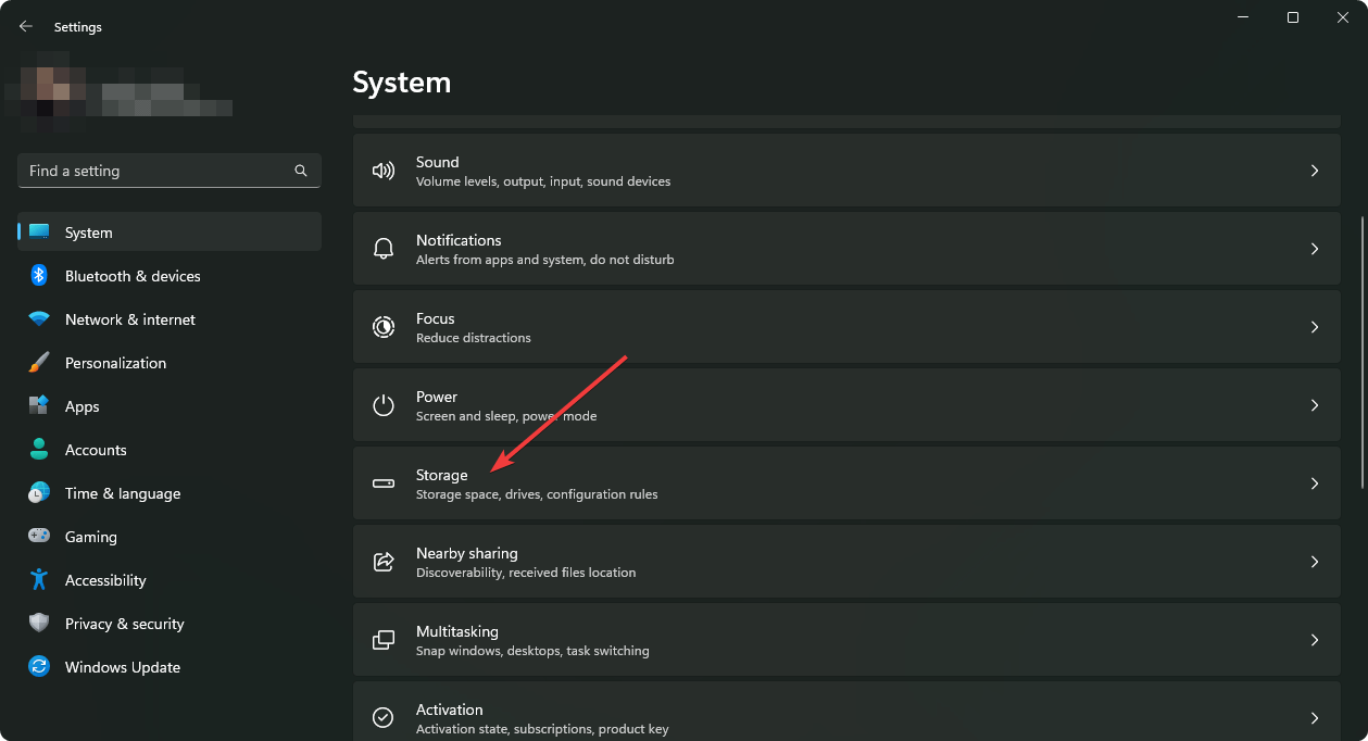 going storage settings windows 11