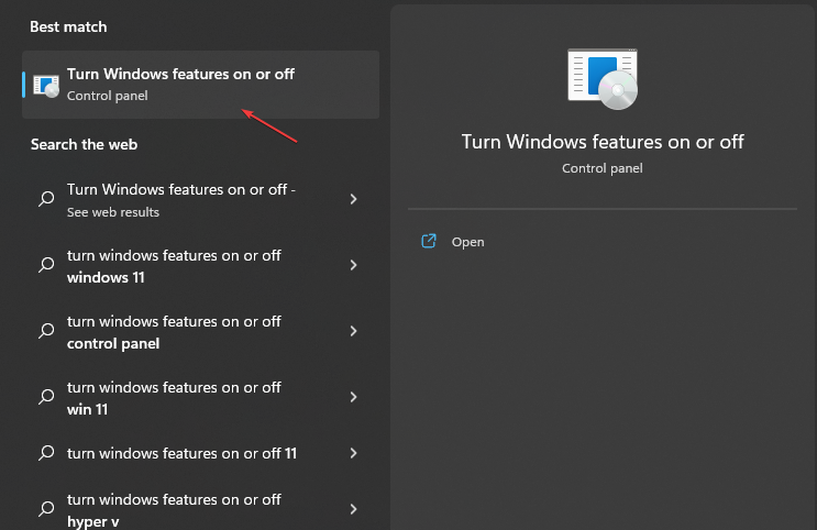 turn windows features on off