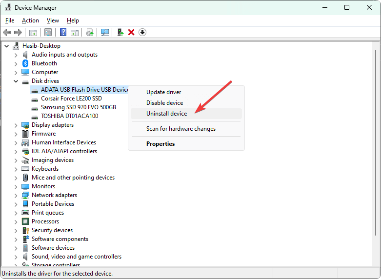 uninstalling disk drive