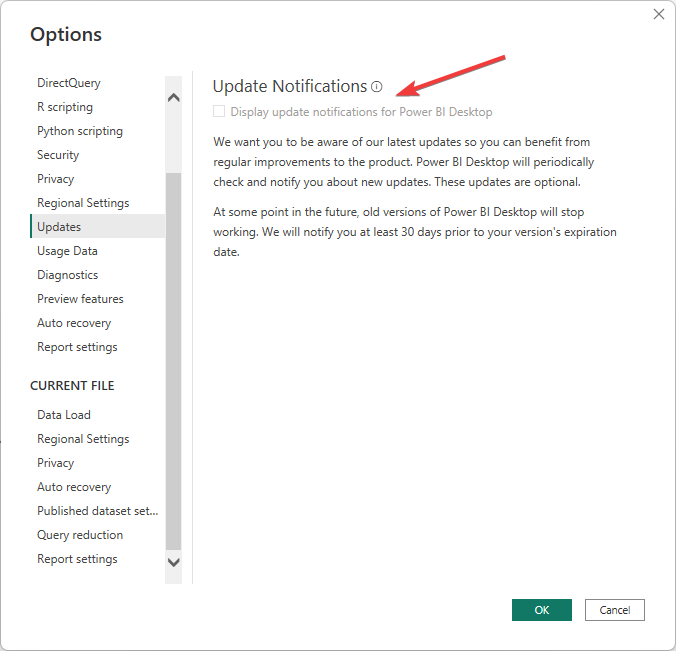 updates -power bi data source credentials greyed out