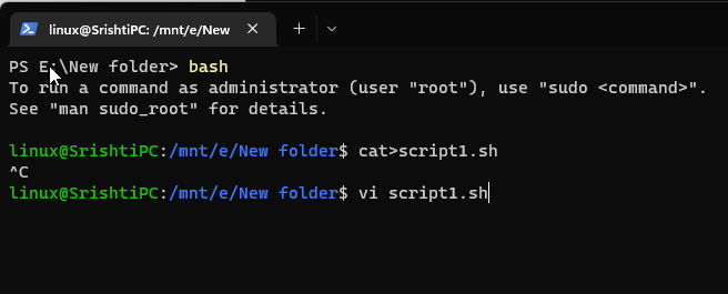 vi script1.sh