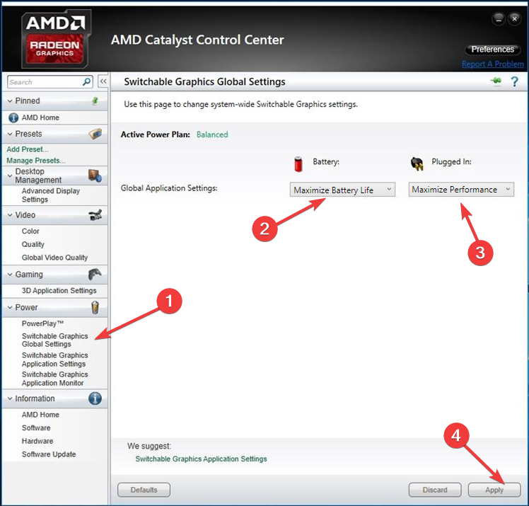 AMD global settings how to use dedicated graphics card instead of integrated