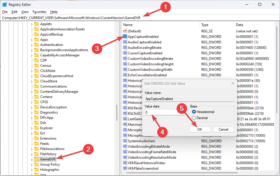 APPENABLED -disable xbox game bar windows 11