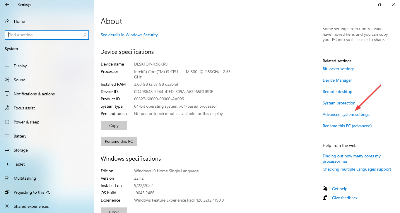 advanced system settings 