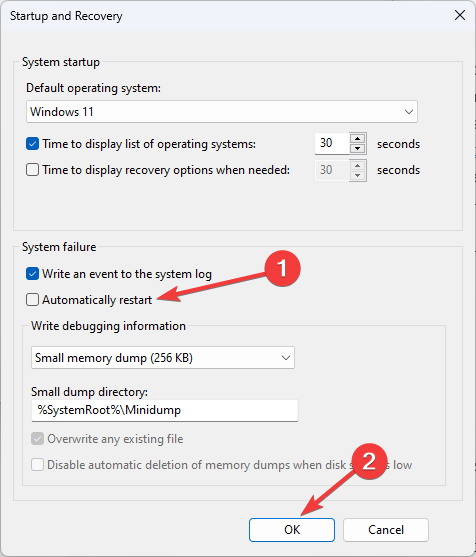 Automatically Restart disable