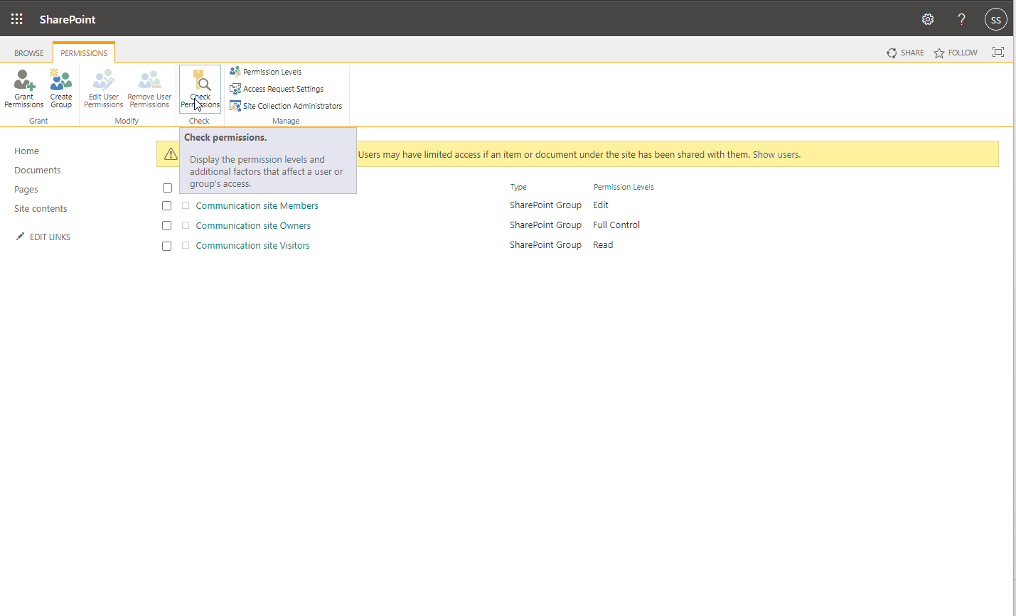 Check permissions 1