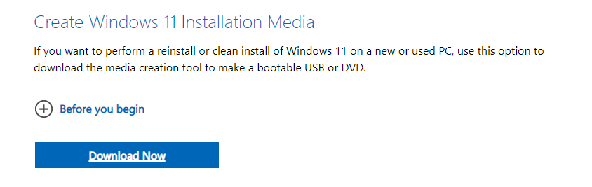 Create Windows installation media