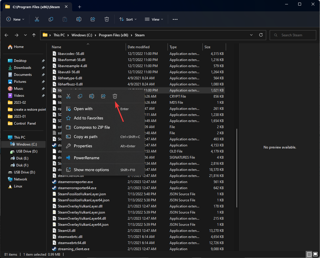 Delete lib Dll file