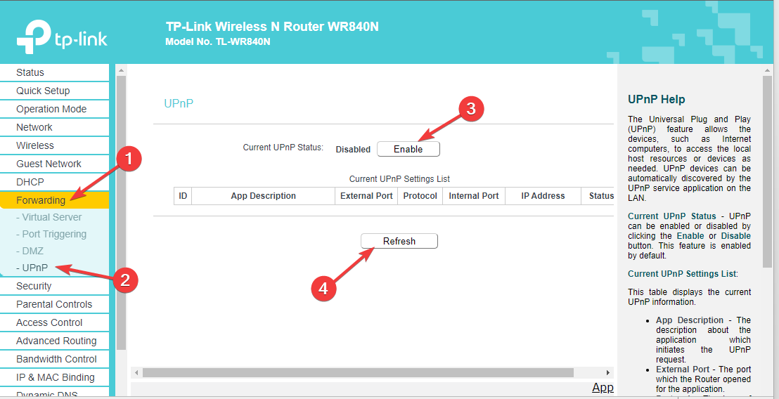 Enable UPNP -strict nat type