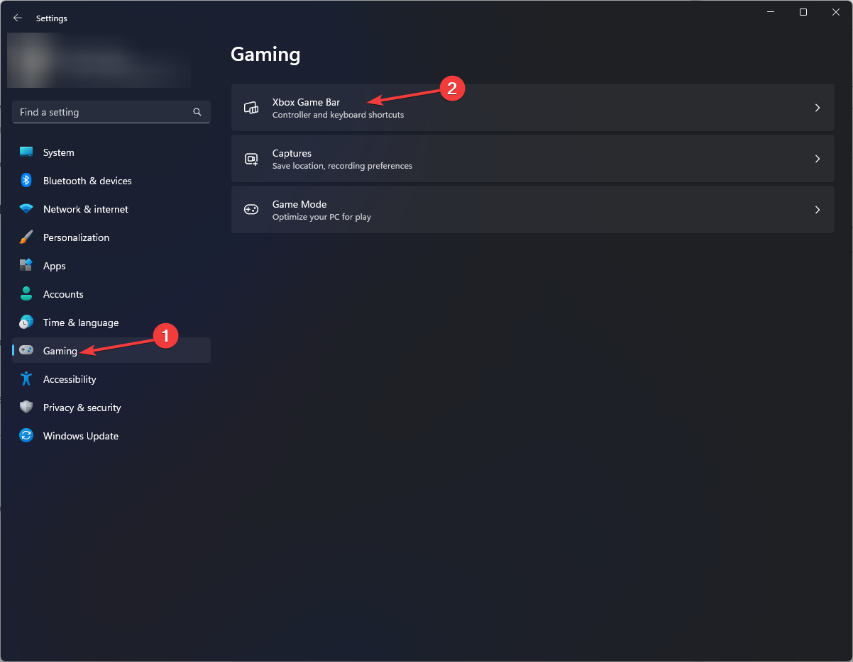 Gaming -disable xbox game bar windows 11