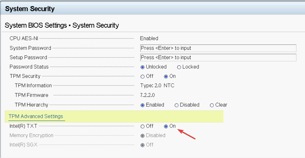 Intel -tpm 2.0 device detected but a connection cannot be established.