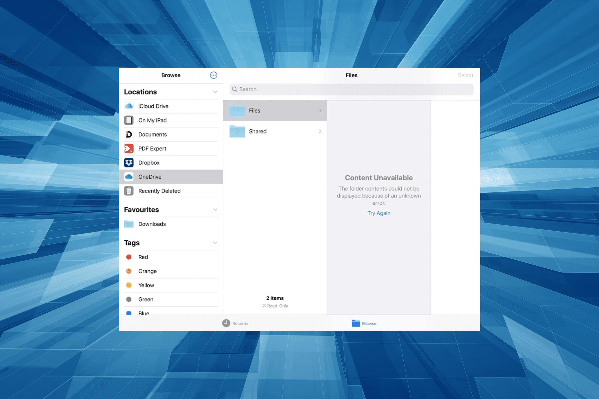 fix it when OneDrive files are not syncing on iPad