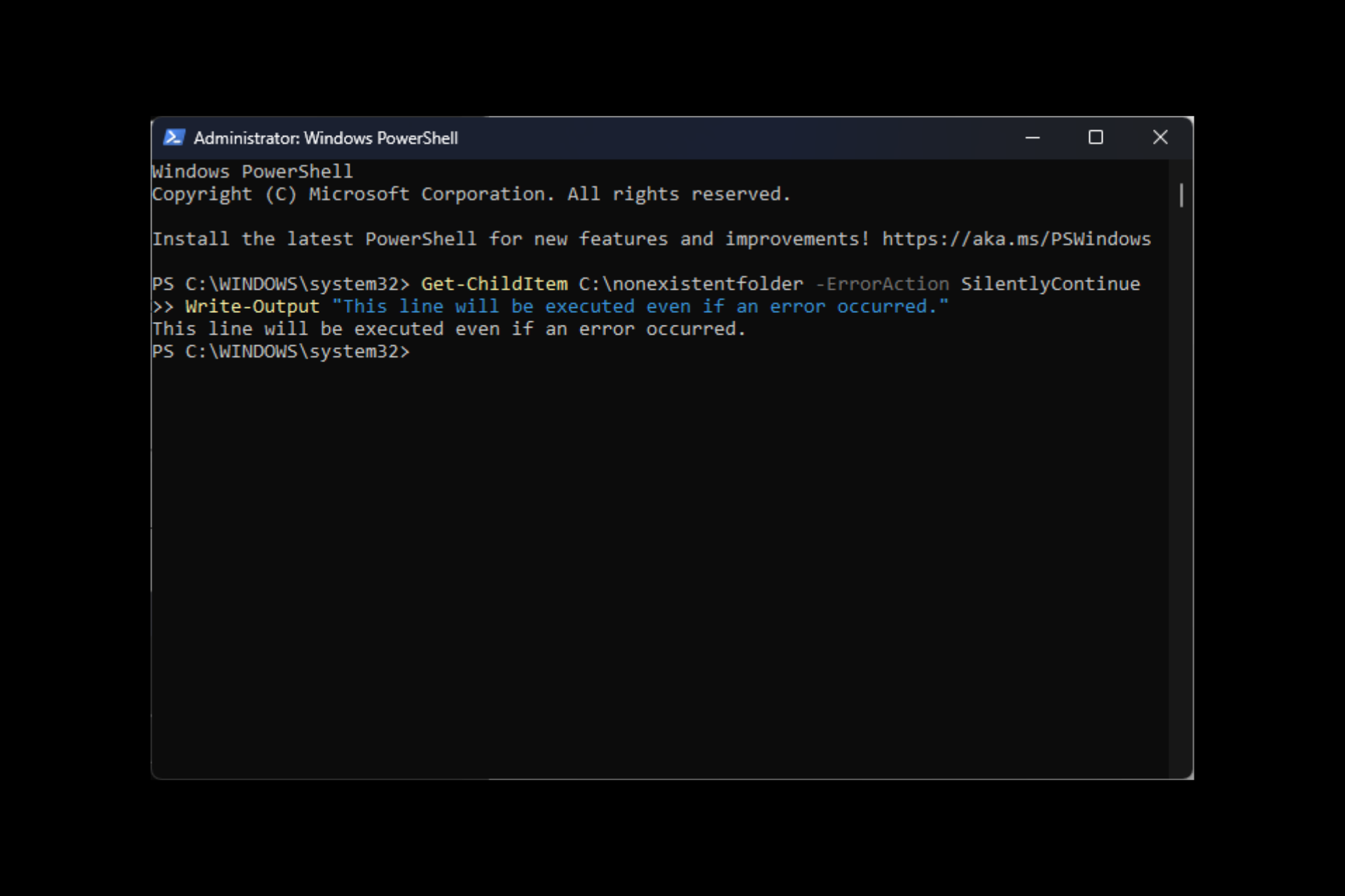 PowerShell ErrorAction