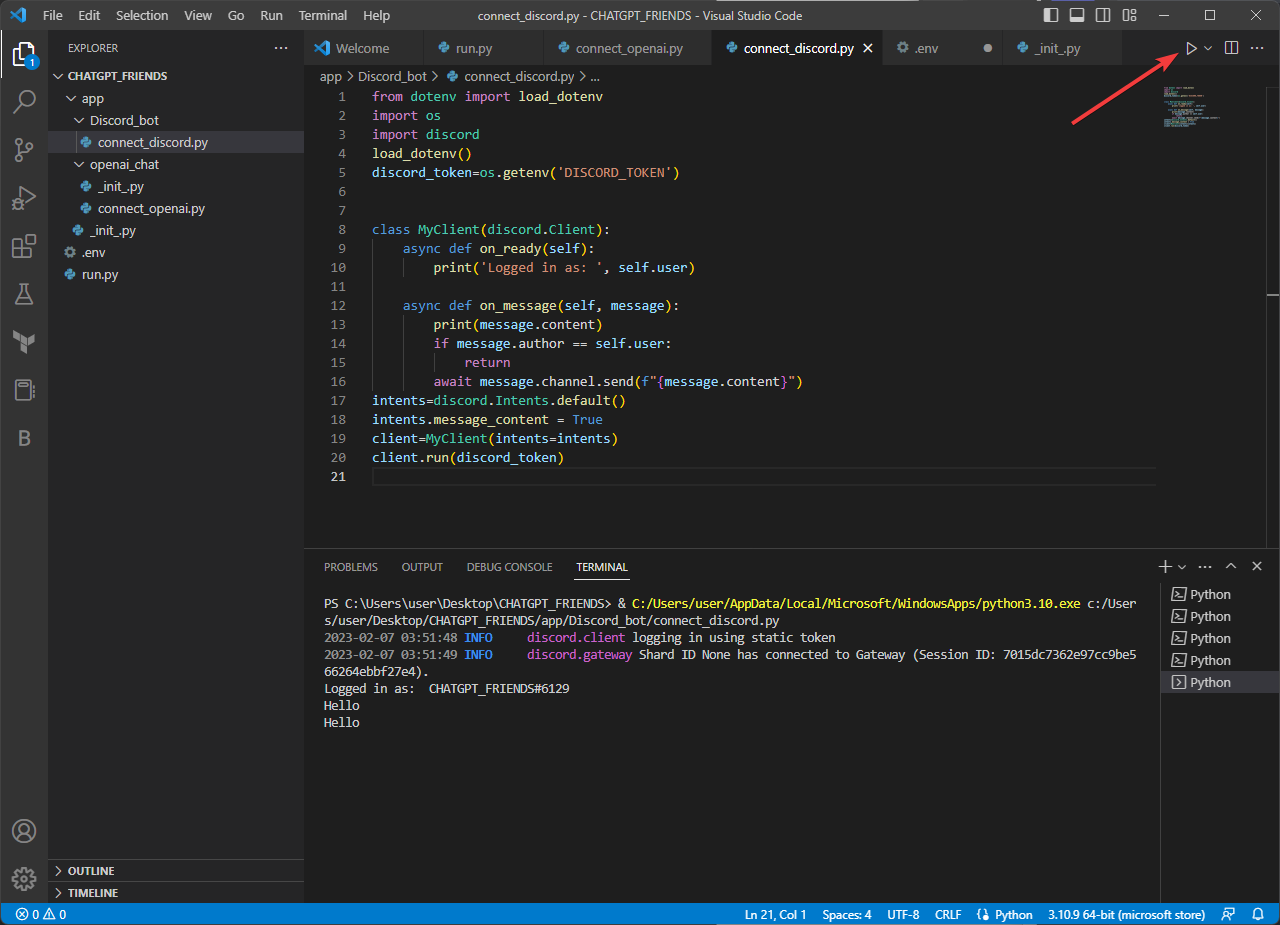 Script to run Discord