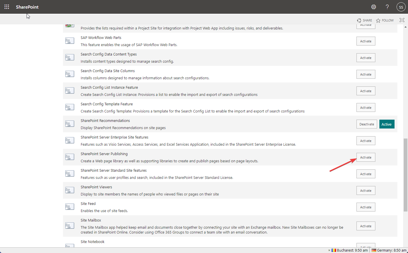 Server publishing
