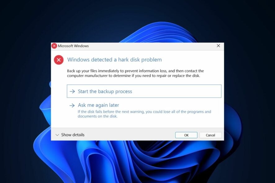 windows detected a hard disk problem