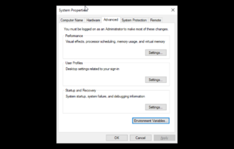 advanced system settings windows 10