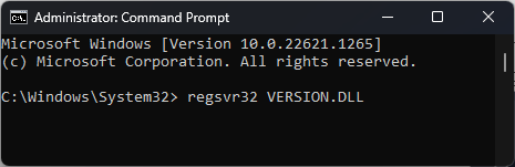 Reregister version.dll