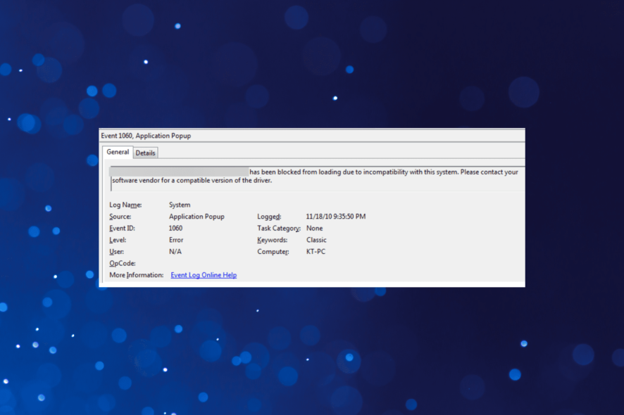 fix event id 1060 in Windows