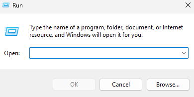 run dialog box