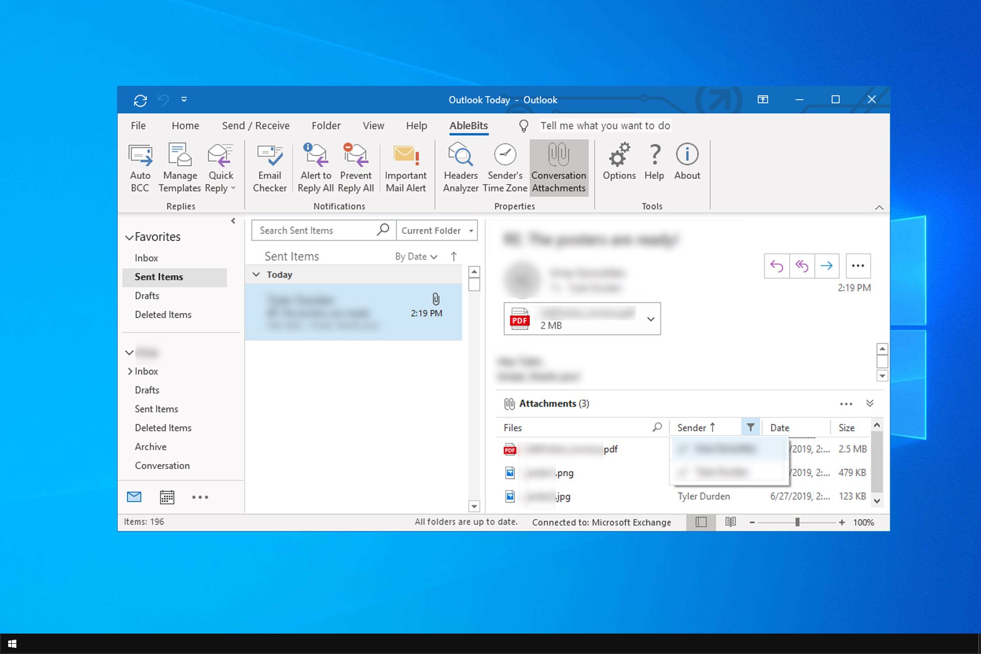 unable to select multiple attachments in outlook 2016
