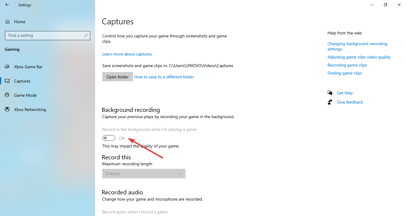 Captures -disable xbox game bar windows 10