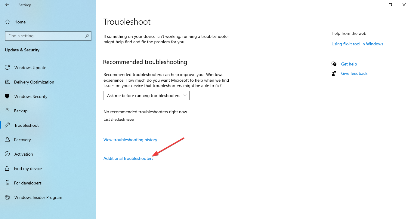 Additional troubleshooters 0x80070006 