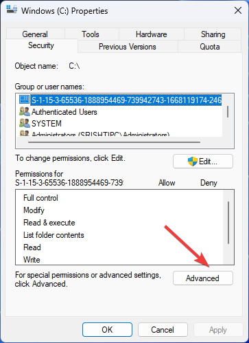 Advanced You Don't Currently Have Permission to Access This Folder