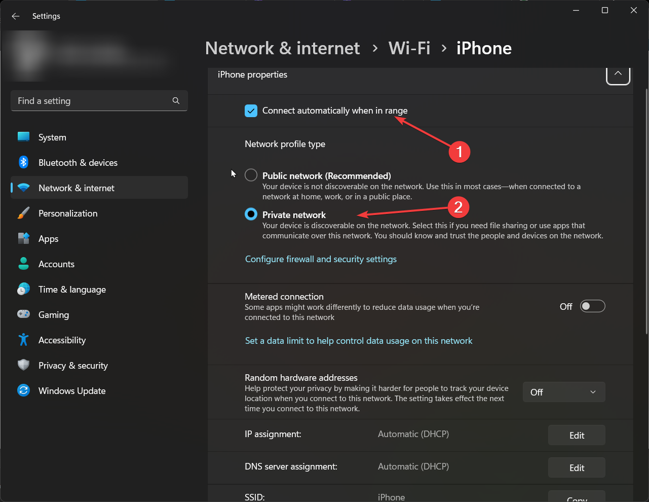 Network profile type
