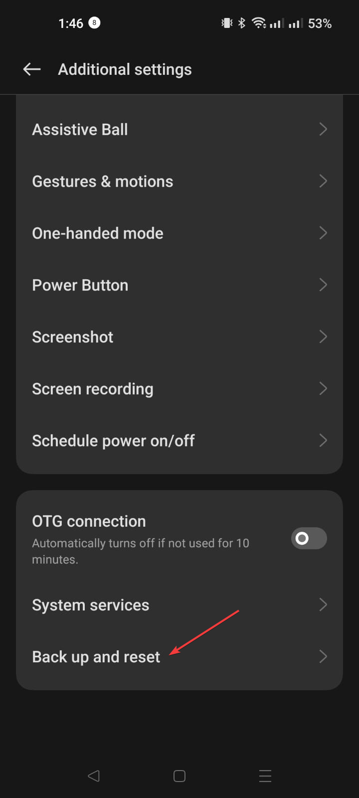 Backup and reset