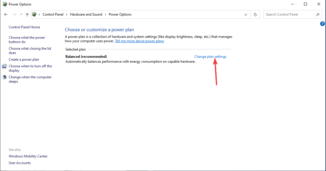 Change plan settings