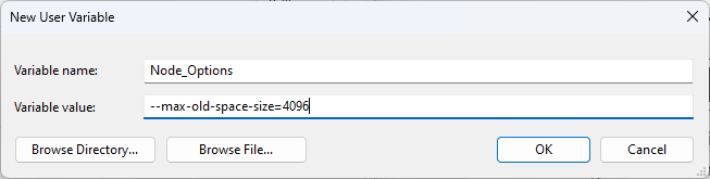 Click OK javaScript Heap Out of Memory Error