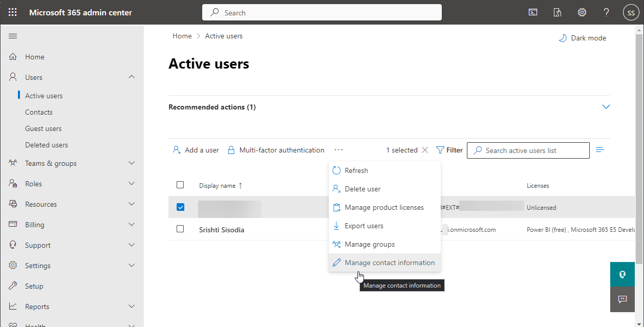 Manage contact information