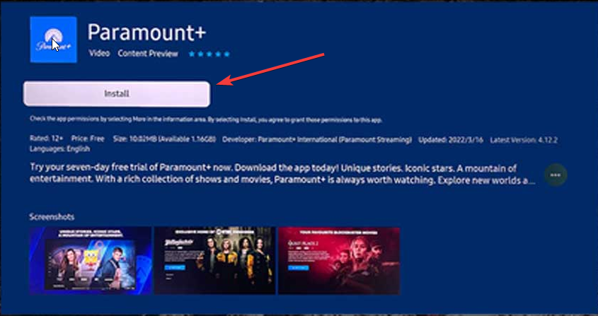 Paramount install