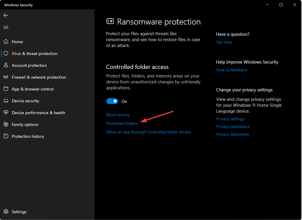 Protection folder