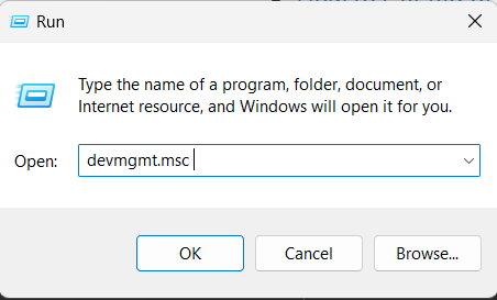 Device Manager RUN COMMAND