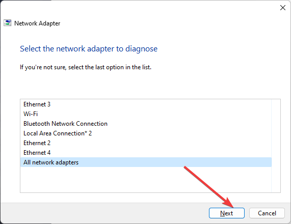 Select network Adapters