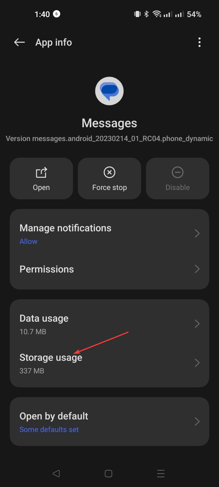 Storage usage