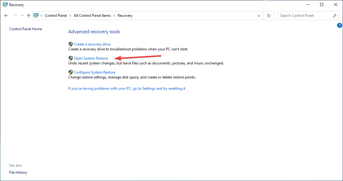 System restore 0x80070006 