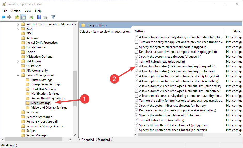 Turn off sleep settings Windows 10