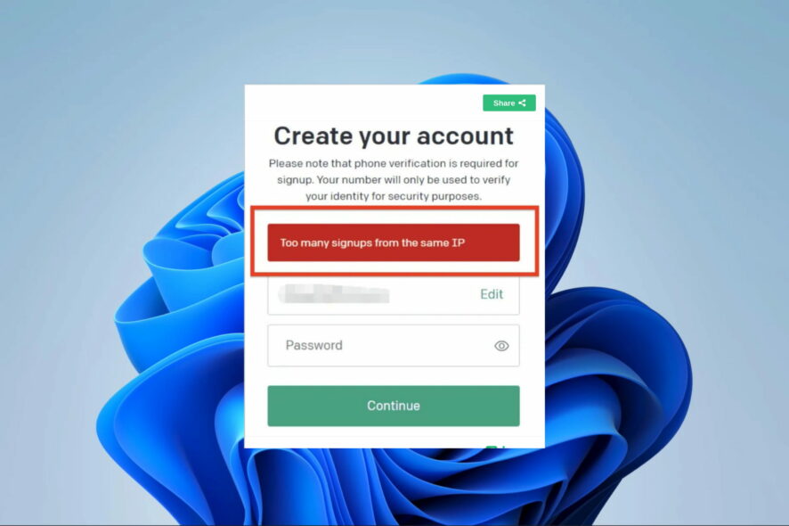 ChatGPT too many signups from the same IP